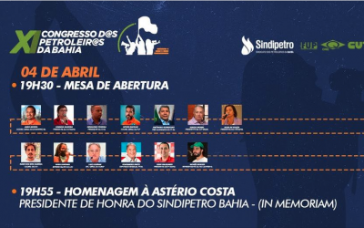 Acompanhe ao vivo o XI Congresso d@s Petroleir@s da Bahia