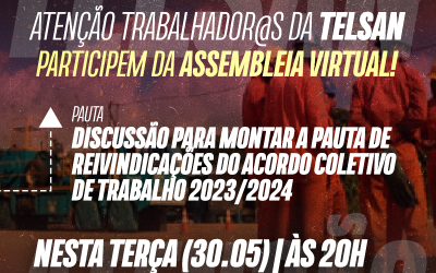 Sindipetro-Ba convoca trabalhadores da Telsan para assembleia virtual, na terça-feira (30)