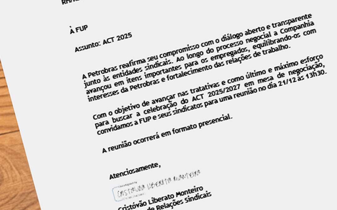 Petrobrás responde a FUP e marca reunião para as 13h30
