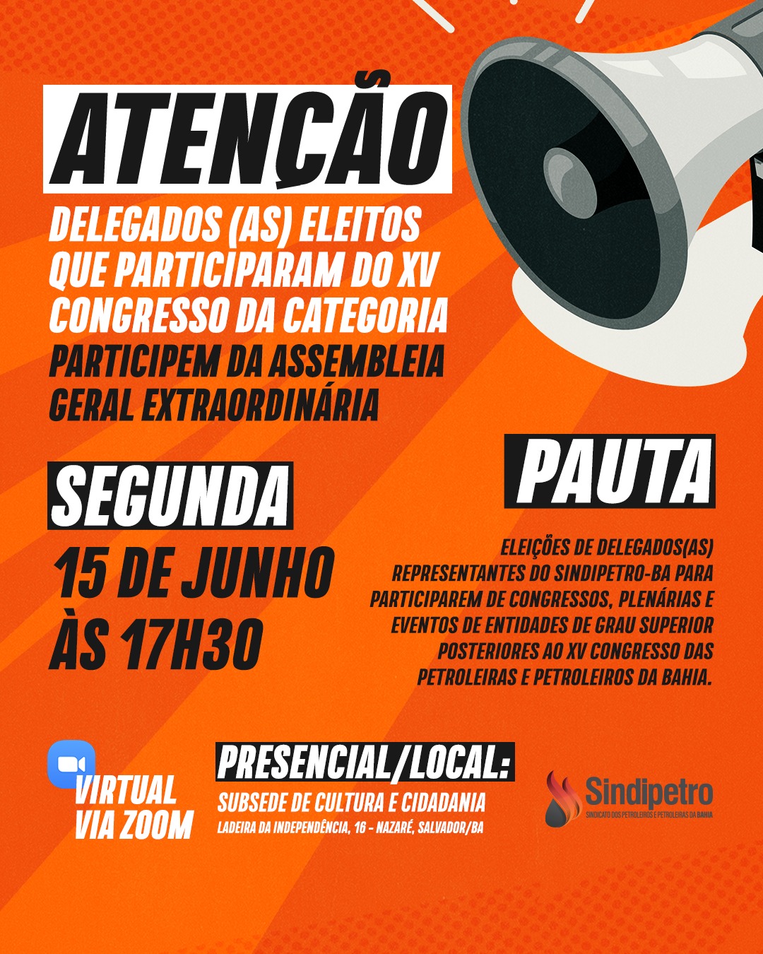Sindipetro-BA Convoca Assembleia para Eleição de Delegados(as)