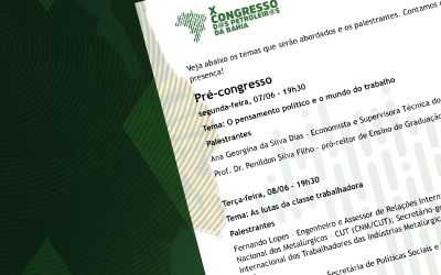 Conheça a programação do X Congresso dos Petroleiros e Petroleiras da Bahia